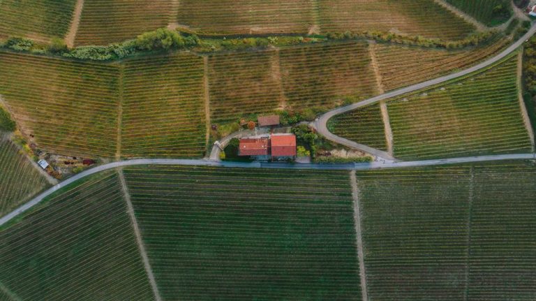 Terasasti vinogradi i selo na kamenitoj padini
