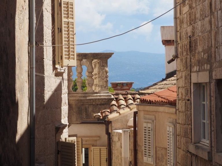 Vinogradi uz kamene kuće korčulanskog sela